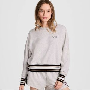 Champion Women's French Terry Sweatshirt Gray Stripe Limited Edition M, L, XL